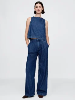 365 High Rise UltraSoft Denim Pleated Trousers