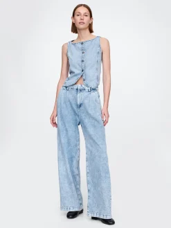 365 High Rise UltraSoft Pleated Denim Trousers