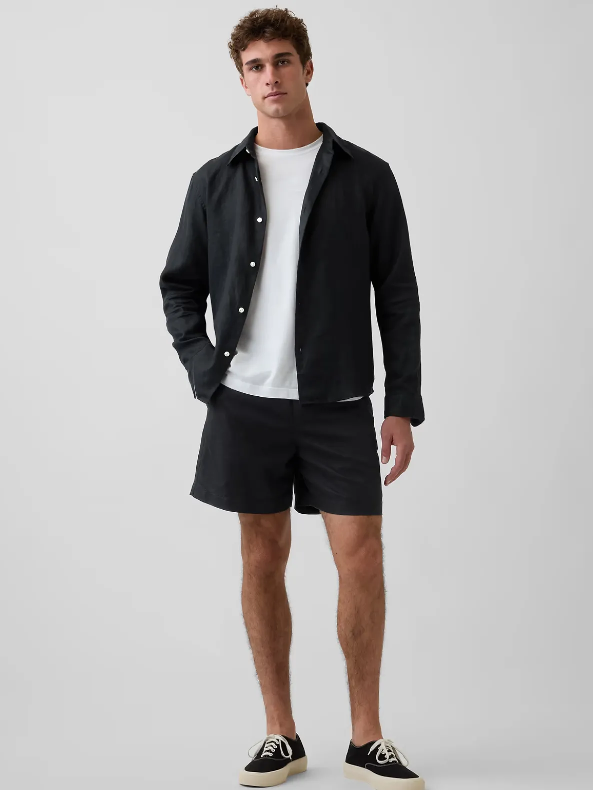 5.5" Linen-Blend Relaxed Shorts