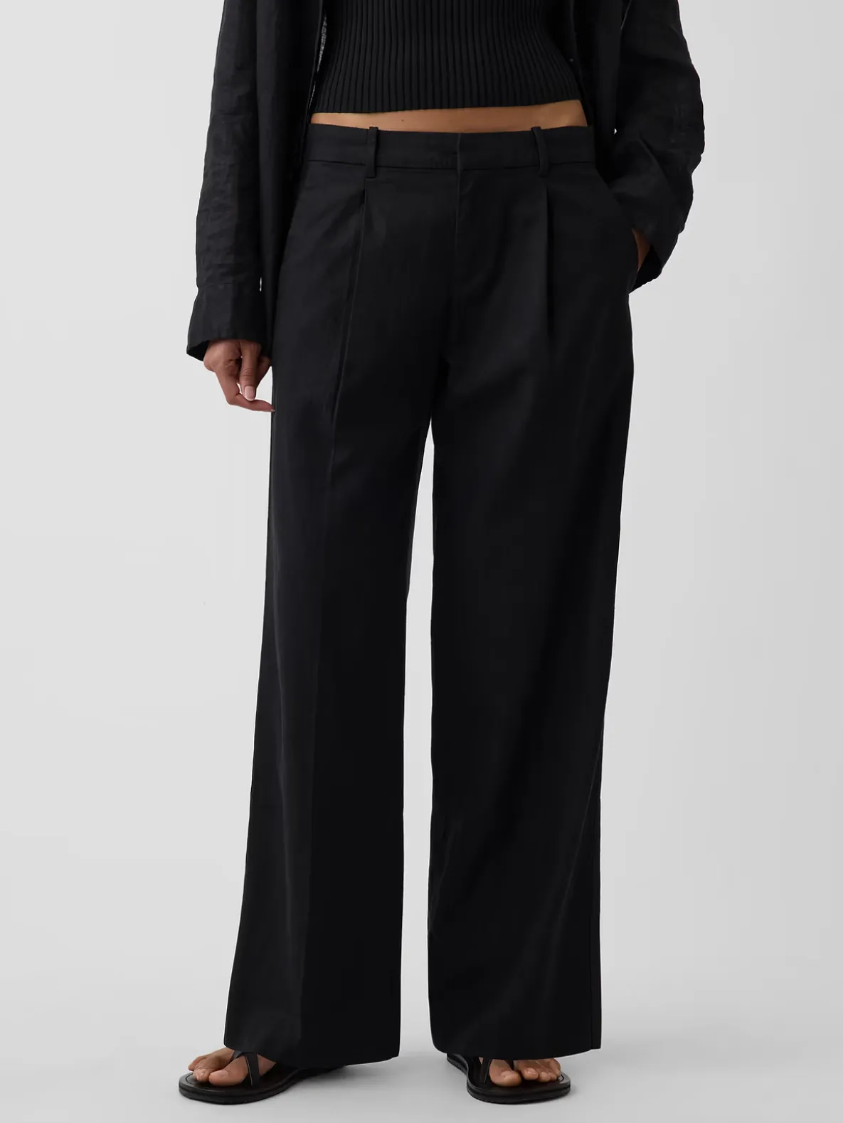 365 Low Rise Linen-Blend Trousers