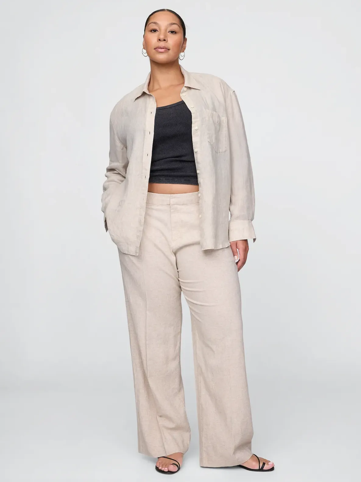 365 Low Rise Linen-Blend Trousers