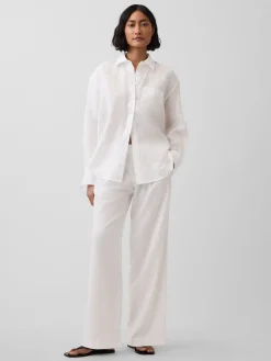 365 Low Rise Linen-Blend Trousers