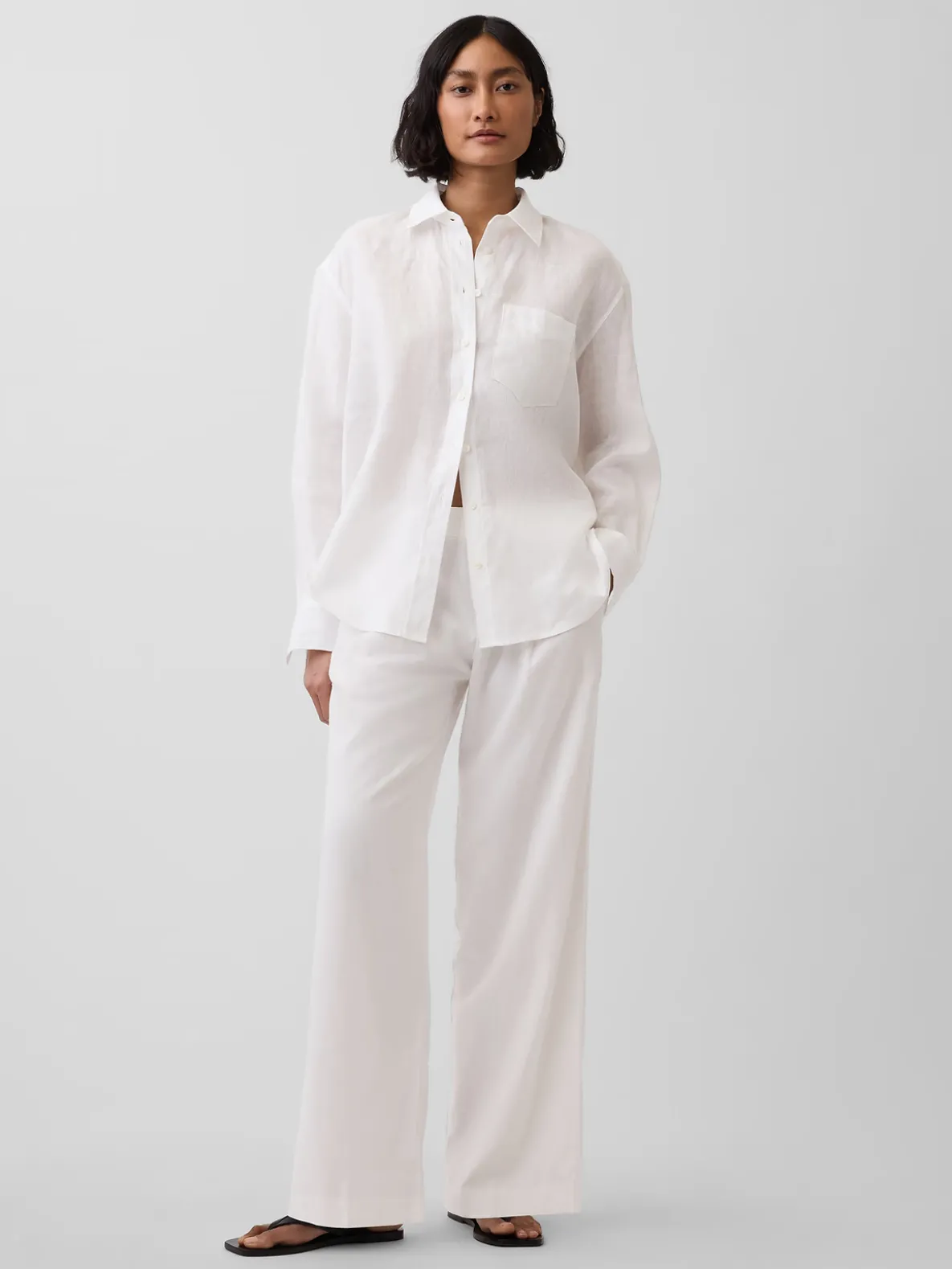 365 Low Rise Linen-Blend Trousers