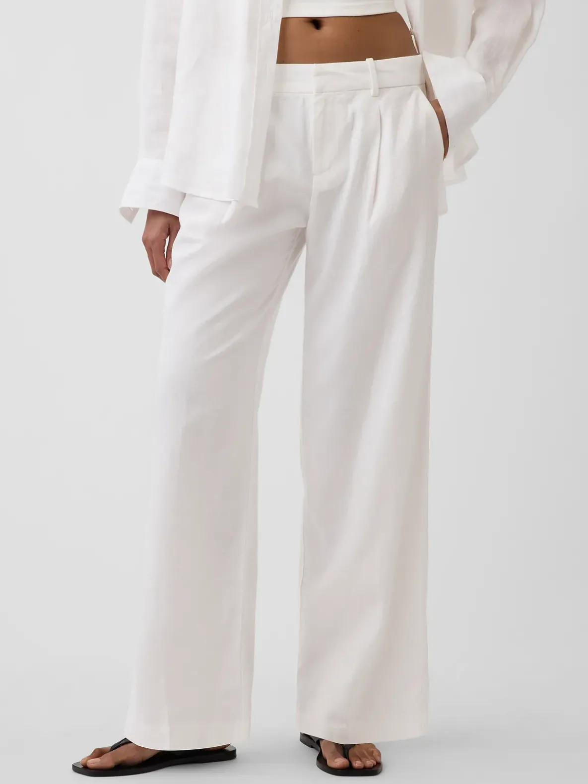 365 Low Rise Linen-Blend Trousers