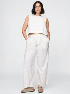 365 Low Rise Linen-Blend Trousers
