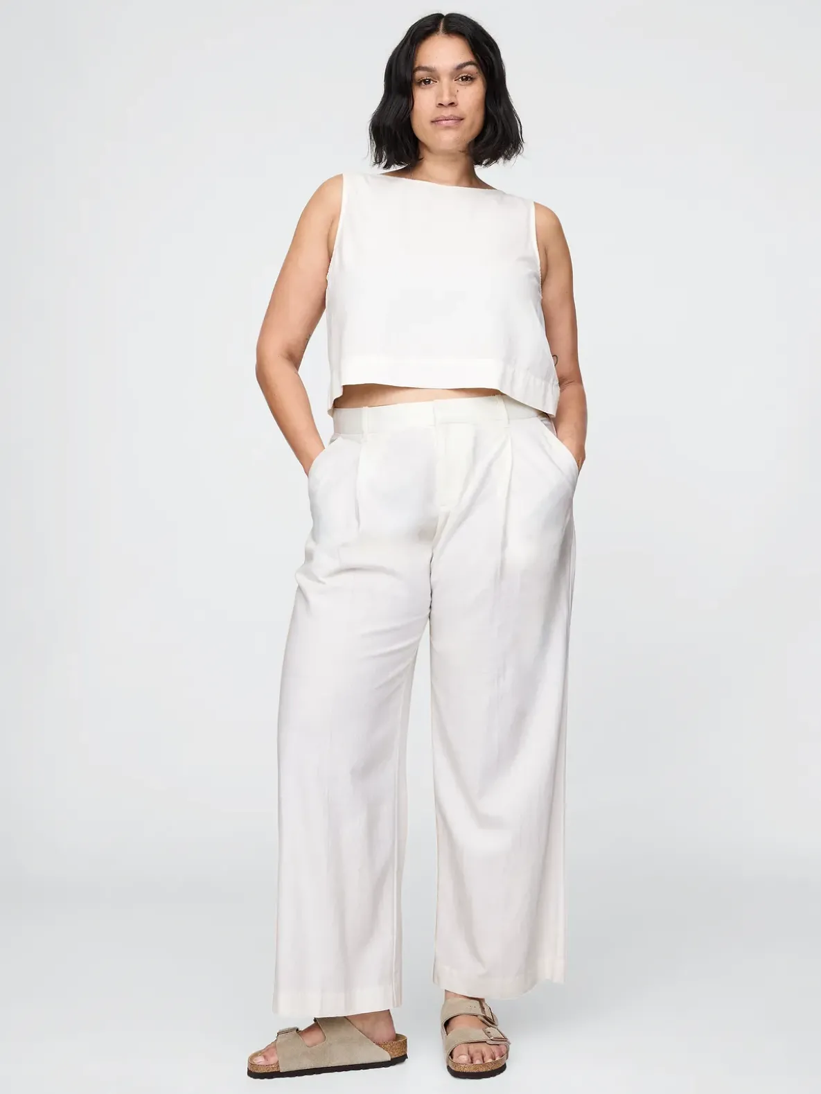 365 Low Rise Linen-Blend Trousers