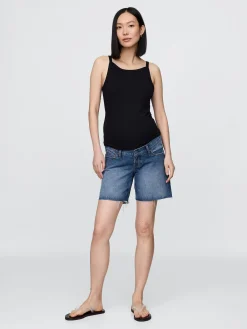7" Maternity Full Panel Denim Bermuda Shorts