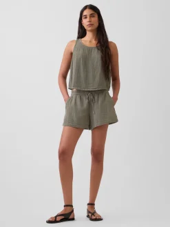 4" Mid Rise Cotton Gauze Easy Shorts