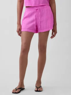 4" Mid Rise Cotton Gauze Easy Shorts