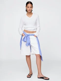 11" Mid Rise Longline Denim Shorts