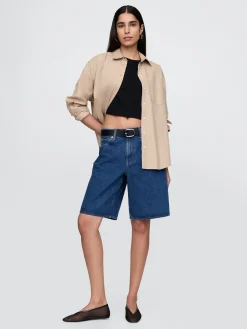 11" Mid Rise Longline Denim Shorts