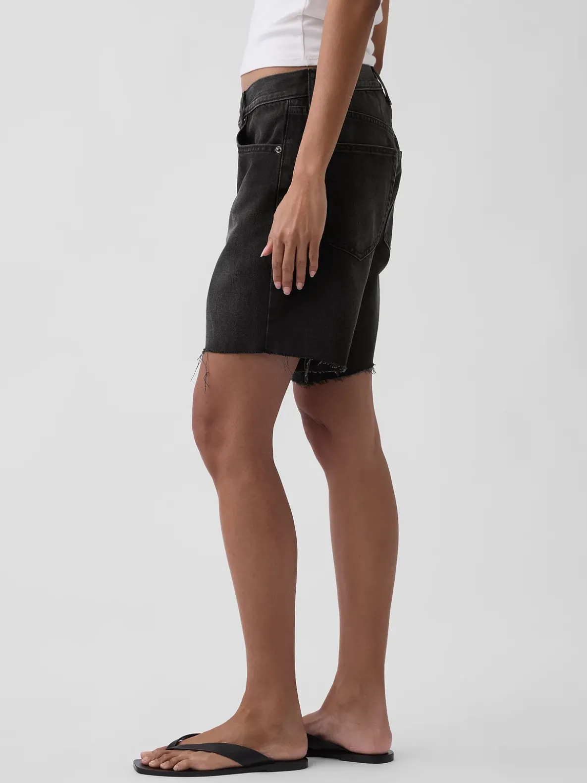 8" Mid Rise Loose Denim Bermuda Shorts