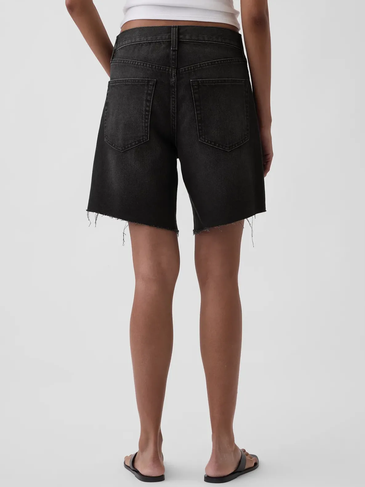 8" Mid Rise Loose Denim Bermuda Shorts