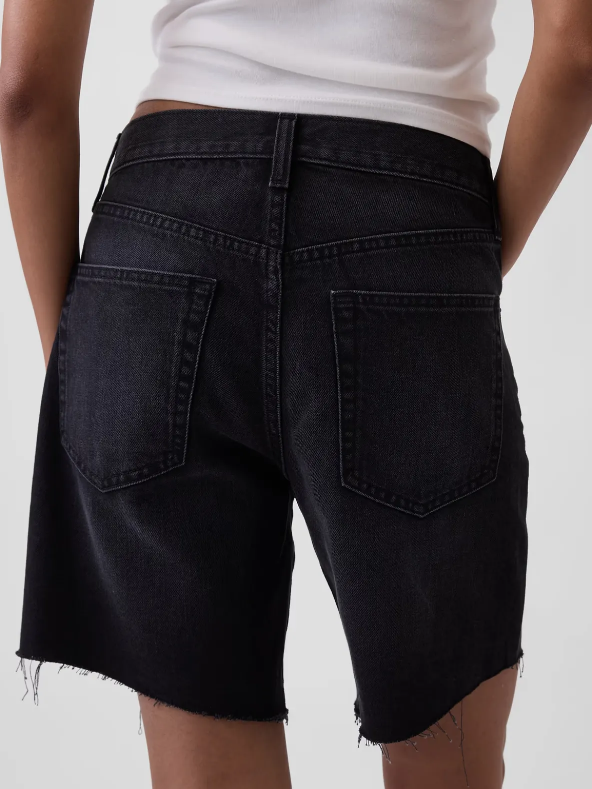 8" Mid Rise Loose Denim Bermuda Shorts