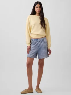 5" Mid Rise Printed Knit Denim Easy Shorts