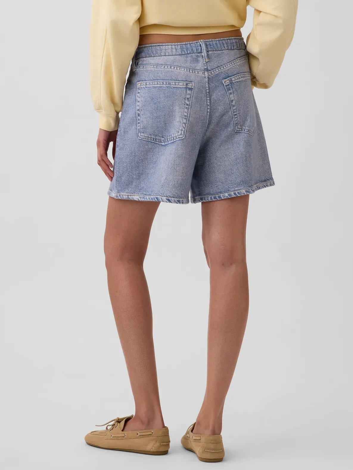 5" Mid Rise Printed Knit Denim Easy Shorts