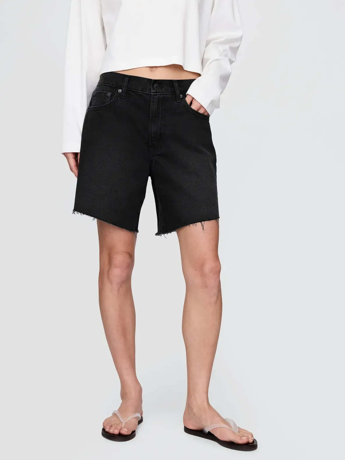 8" Mid Rise '90s Loose Denim Bermuda Shorts