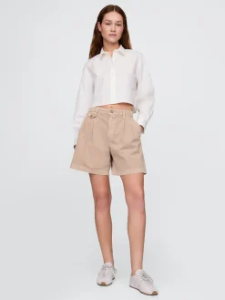 6" Mid Rise Twill Pleated Trouser Shorts
