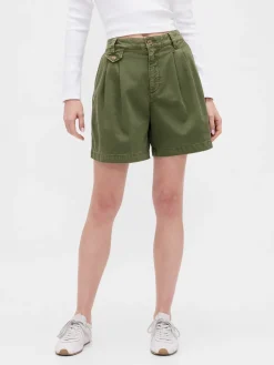 6" Mid Rise Twill Pleated Trouser Shorts