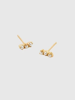 Admiral Row Gold Pearl Bar Earrings