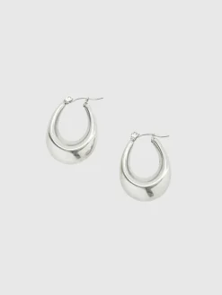 Admiral Row Silver Oval Hoop Earrings