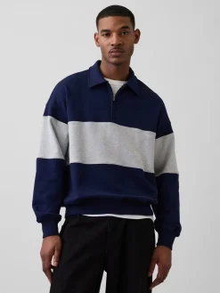 Adult Heavyweight Oversized Quarter-Zip Polo Sweatshirt