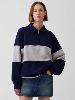 Adult Heavyweight Oversized Quarter-Zip Polo Sweatshirt
