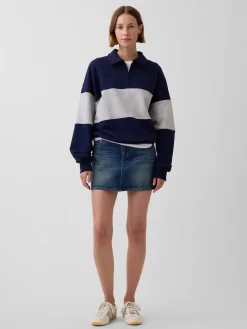 Adult Heavyweight Oversized Quarter-Zip Polo Sweatshirt
