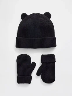 Baby & Toddler CashSoft Bear Beanie & Mittens Set