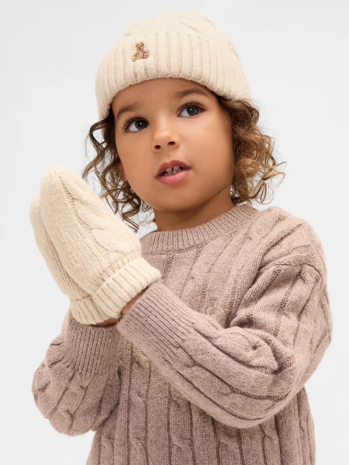 Baby & Toddler CashSoft Cable-Knit Beanie & Mittens Set