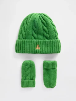 Baby & Toddler CashSoft Cable-Knit Beanie & Mittens Set