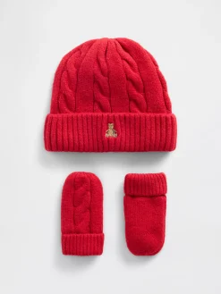 Baby & Toddler CashSoft Cable-Knit Beanie & Mittens Set