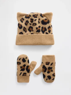 Baby & Toddler CashSoft Leopard Beanie & Mittens Set