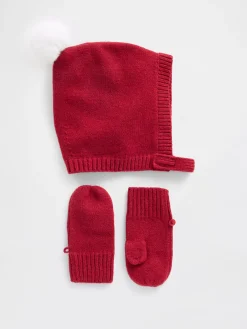 Baby & Toddler CashSoft Pom Hat & Mittens Set