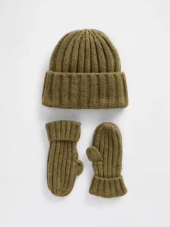 Baby & Toddler CashSoft Rib Beanie & Mittens Set
