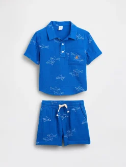 Baby & Toddler Cotton Gauze Polo Outfit Set