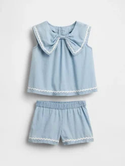 Baby & Toddler Denim Bow Outfit Set