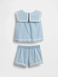 Baby & Toddler Denim Bow Outfit Set