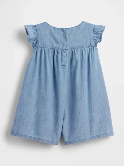 Baby & Toddler Denim Embroidered Yoke Romper