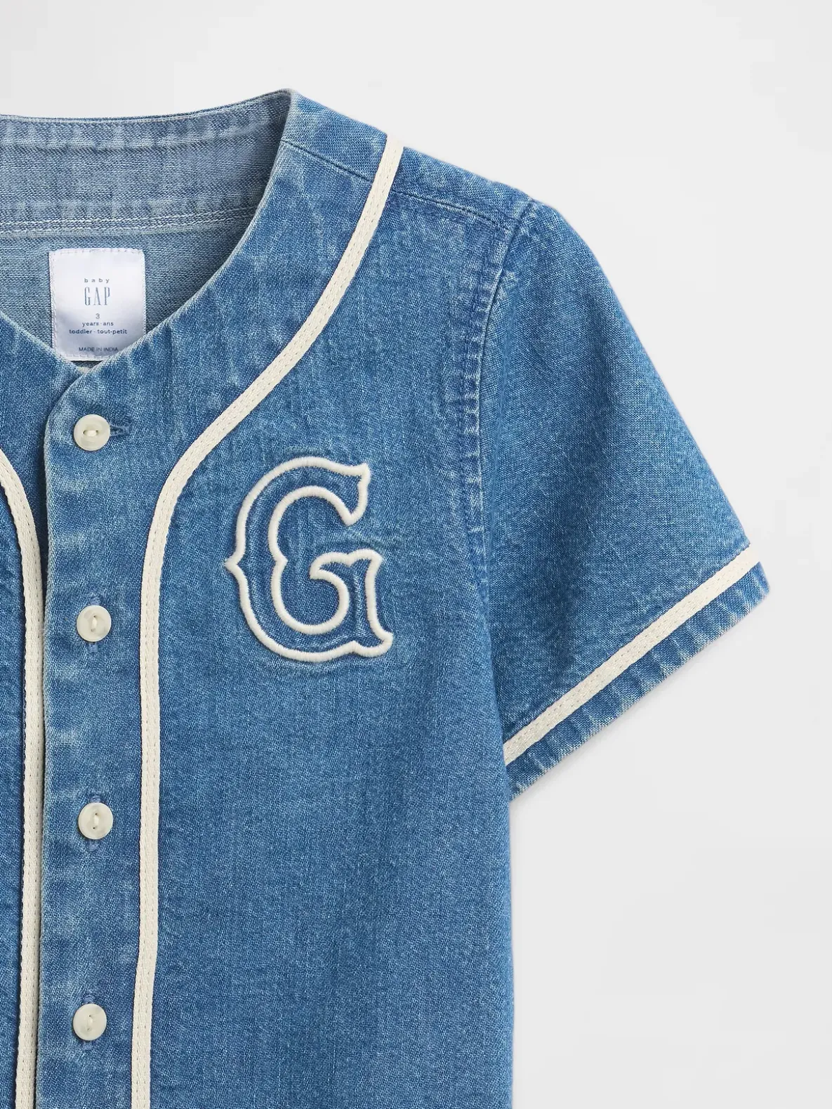 Baby & Toddler Denim Varsity Logo Baseball Shirt