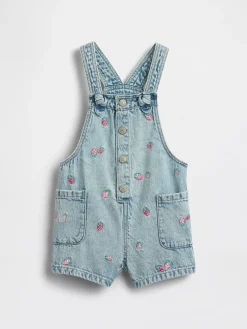 Baby & Toddler Embroidered Denim Shortalls