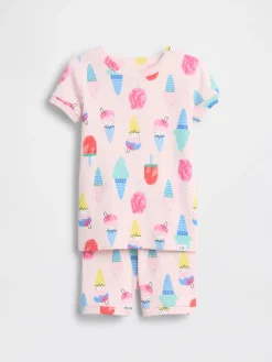 Baby & Toddler Organic Brushed Cotton Ice Cream PJ Short Set