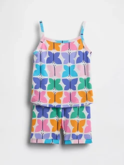 Baby & Toddler Organic Brushed Cotton Butterfly PJ Cami Short Set