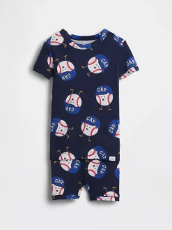 Baby & Toddler Organic Brushed Cotton Baseball PJ Short Set