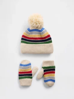 Baby & Toddler Pom Beanie & Mittens Set