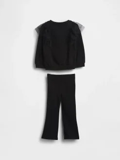 Baby & Toddler Tulle Sweatshirt & Rib Flare Leggings Set