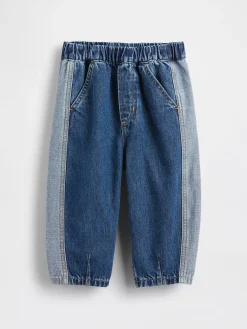 Baby & Toddler Two-Tone Pull-On Barrel Jeans