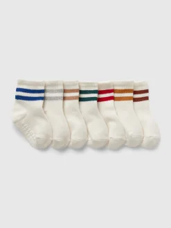 Baby & Toddler Varsity Stripe Quarter Crew Socks (7-Pack)