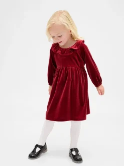 Baby & Toddler Velour Ruffle Collar Dress