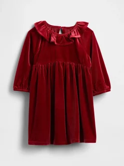 Baby & Toddler Velour Ruffle Collar Dress
